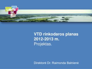 VTD rinkodaros planas 2012-2013 m. Projektas. Direktorė Dr. Raimonda Balnienė