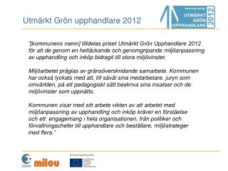 utm rkt gr n upphandlare 2012