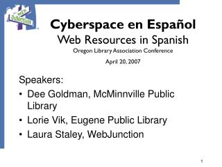 Speakers: Dee Goldman, McMinnville Public Library Lorie Vik, Eugene Public Library