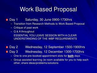 Work Based Proposal