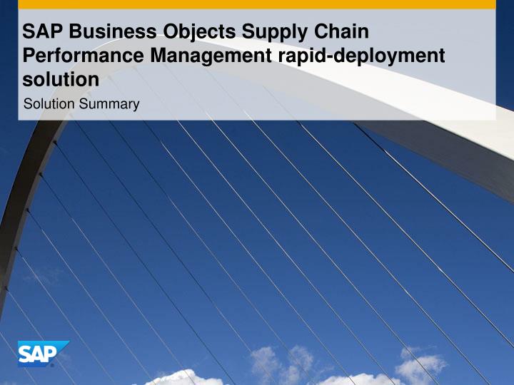 sap business objects supply chain performance management rapid deployment solution