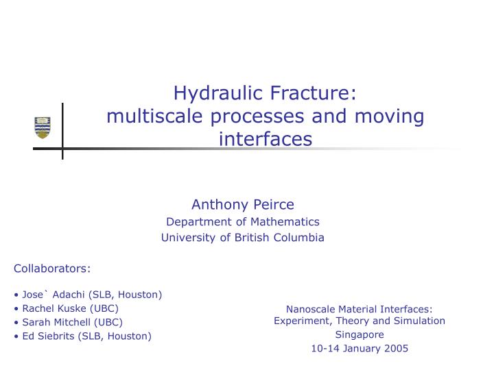 hydraulic fracture multiscale processes and moving interfaces