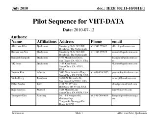 Pilot Sequence for VHT-DATA