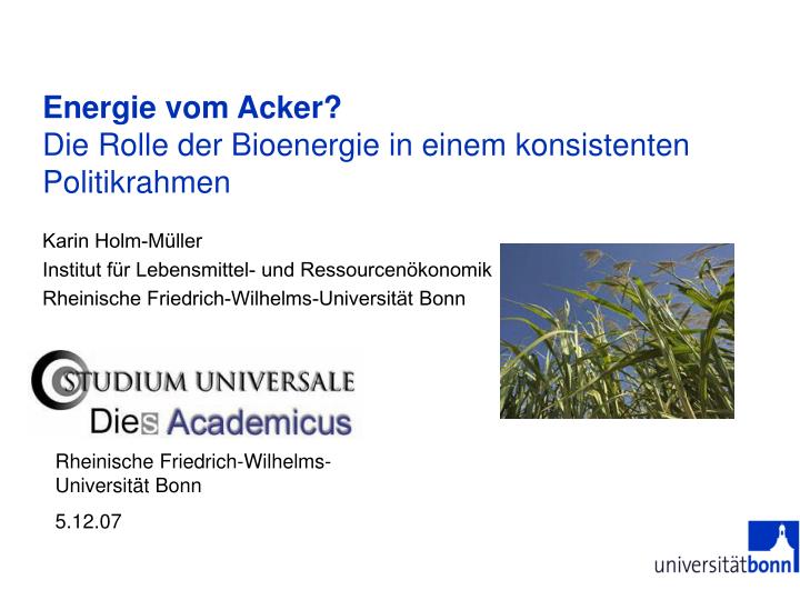 energie vom acker die rolle der bioenergie in einem konsistenten politikrahmen