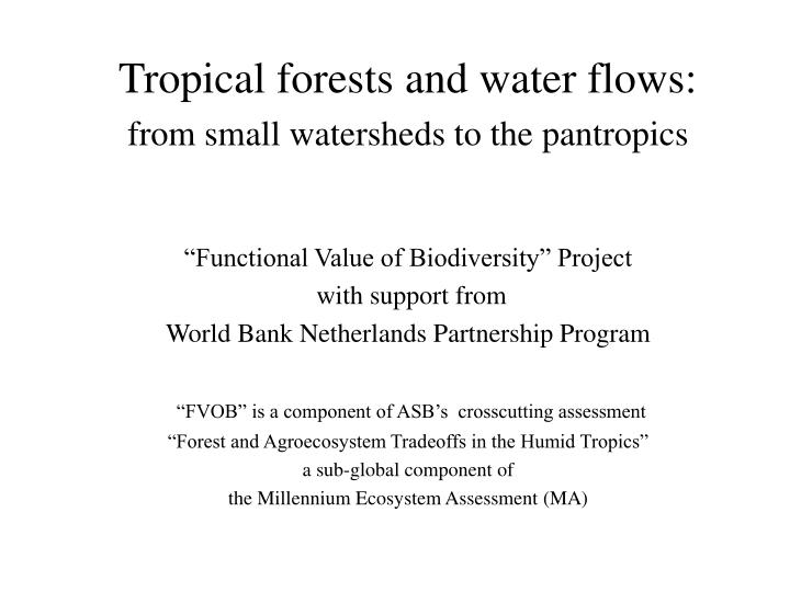 tropical forests and water flows from small watersheds to the pantropics