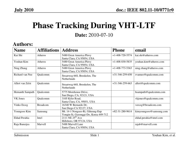 phase tracking during vht ltf