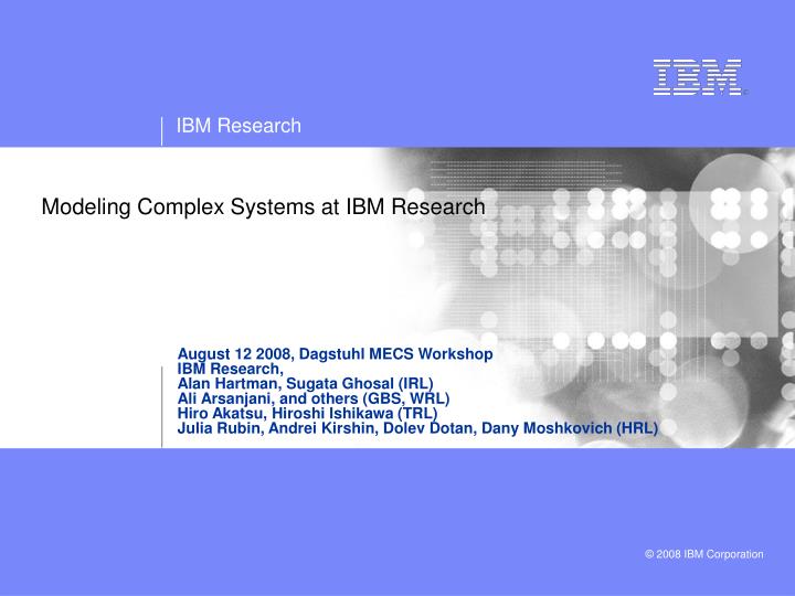 modeling complex systems at ibm research