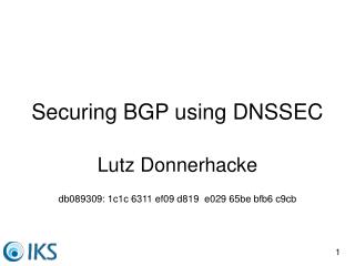 Securing BGP using DNSSEC