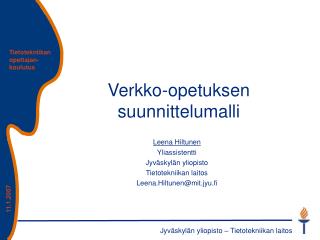 verkko opetuksen suunnittelumalli