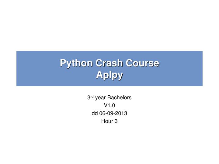 python crash course aplpy