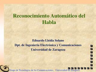reconocimiento autom tico del habla