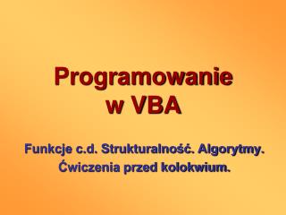 programowanie w vba