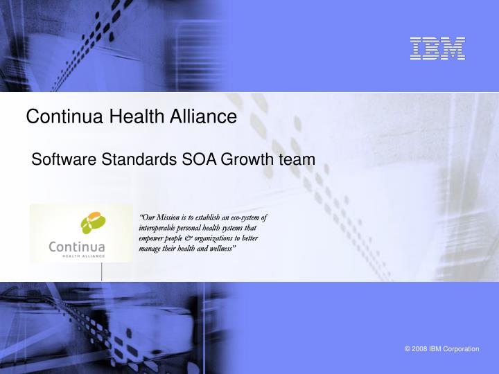continua health alliance software standards soa growth team