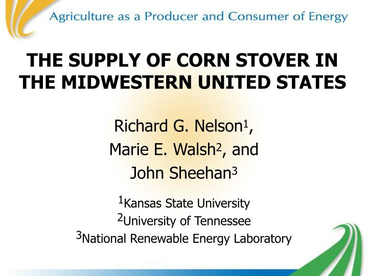 the supply of corn stover in the midwestern united states