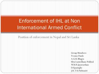 Enforcement of IHL at Non International Armed Conflict