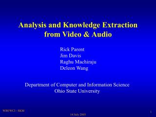 Analysis and Knowledge Extraction from Video &amp; Audio