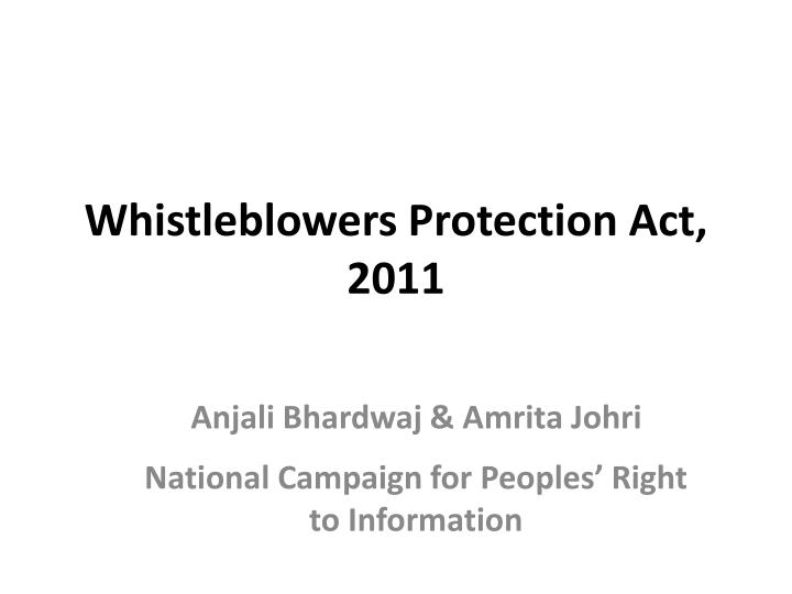 whistleblowers protection act 2011
