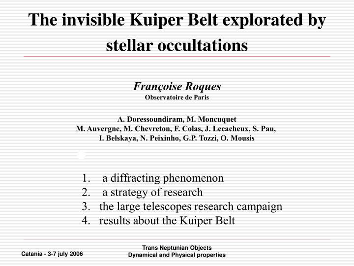 the invisible kuiper belt explorated by stellar occultations