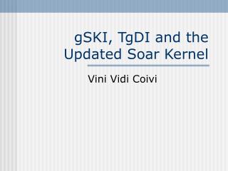 gSKI, TgDI and the Updated Soar Kernel