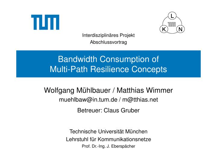 bandwidth consumption of multi path resilience concepts