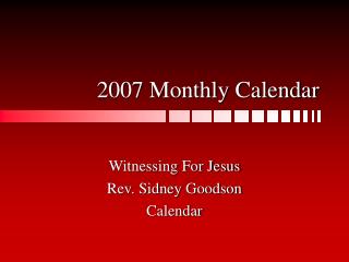 2007 Monthly Calendar