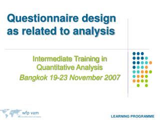 Questionnaire design as related to analysis