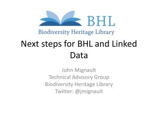 Next steps for BHL and Linked Data