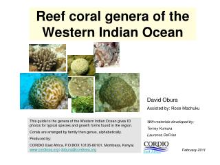 Reef coral genera of the Western Indian Ocean