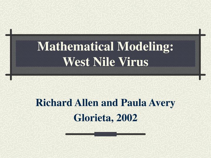 mathematical modeling west nile virus