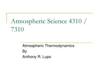 Atmospheric Science 4310 / 7310