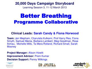 20,000 Days Campaign Storyboard Learning Session 3, 11-12 March 2013