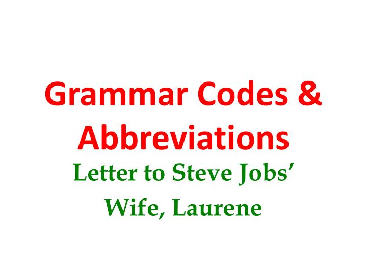 grammar codes abbreviations