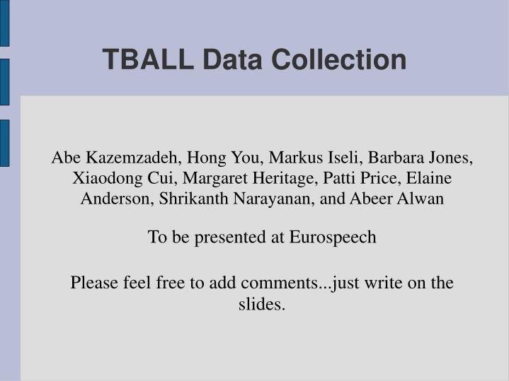 tball data collection