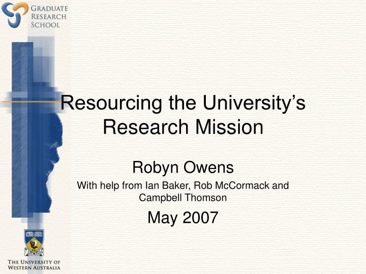 resourcing the university s research mission