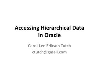 Accessing Hierarchical Data in Oracle