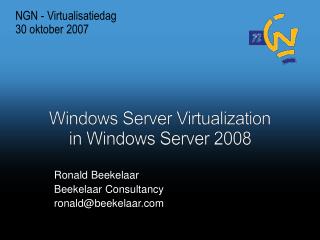 Windows Server Virtualization in Windows Server 2008