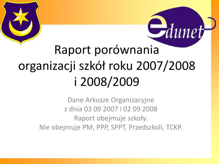 raport por wnania organizacji szk roku 2007 2008 i 2008 2009