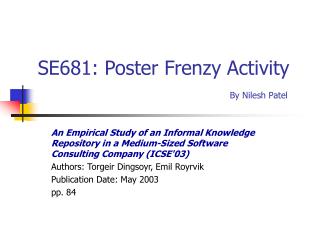 SE681: Poster Frenzy Activity By Nilesh Patel