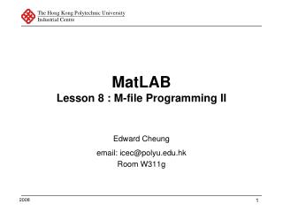 MatLAB Lesson 8 : M-file Programming II