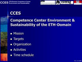 Competence Center Environment &amp; Sustainability of the ETH-Domain