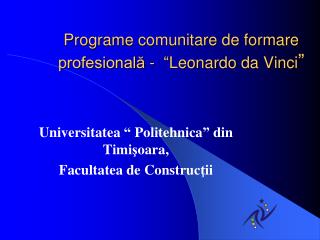 program e comunitare de formare profesional leonardo da vinci