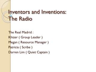 Inventors and Inventions: The Radio