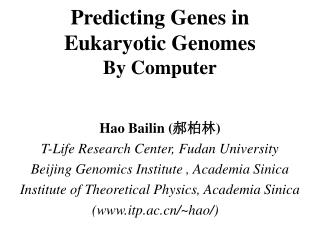Predicting Genes in Eukaryotic Genomes By Computer