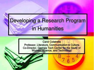 Developing a Research Program in Humanities