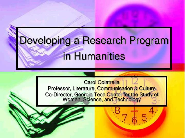developing a research program in humanities