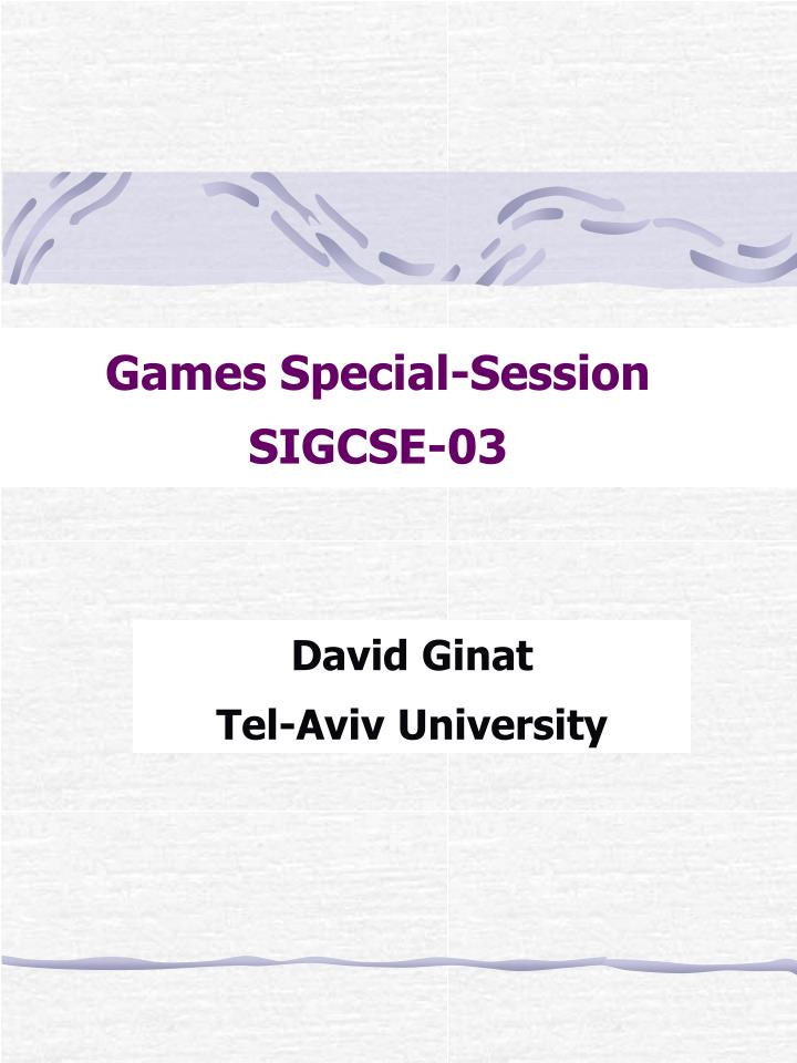 games special session sigcse 03