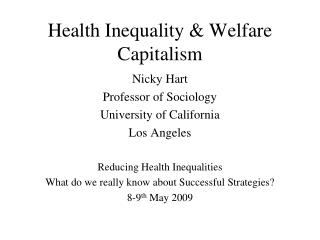 Health Inequality &amp; Welfare Capitalism