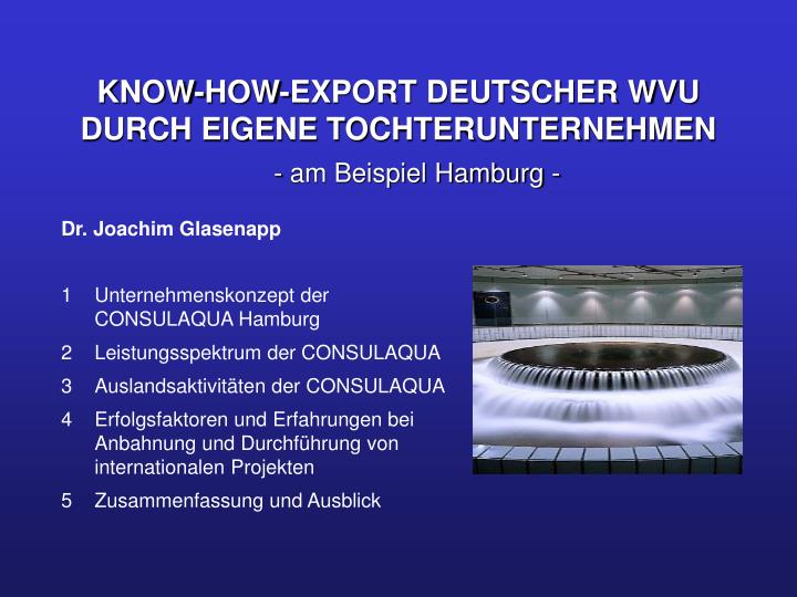 know how export deutscher wvu durch eigene tochterunternehmen