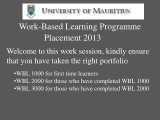 Work-Based Learning Programme