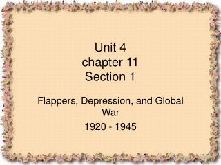 Unit 4 chapter 11 Section 1
